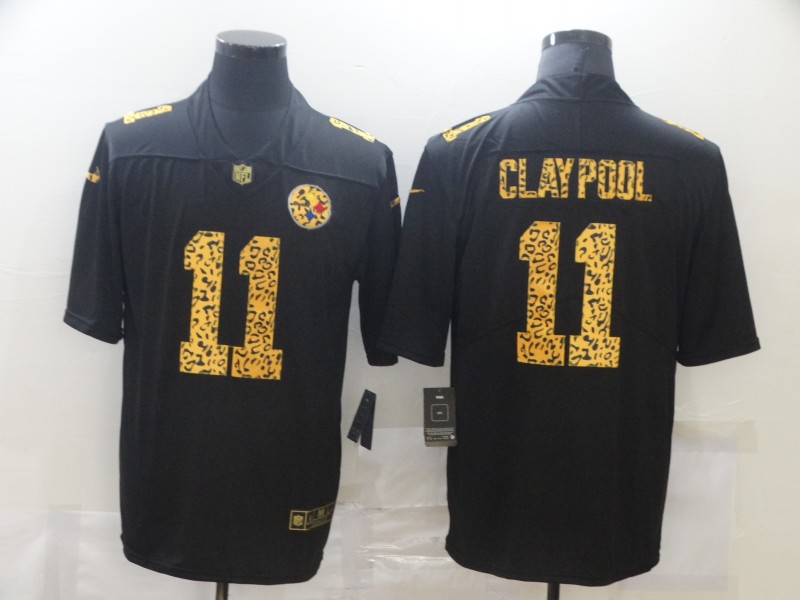 Men's Pittsburgh Steelers #11 Chase Claypool 2020 Black Leopard Print Fashion Limited Stitched Jersey